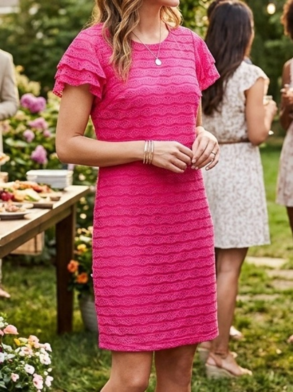 NWOT Ces Femme Vibrant Pink Dress
